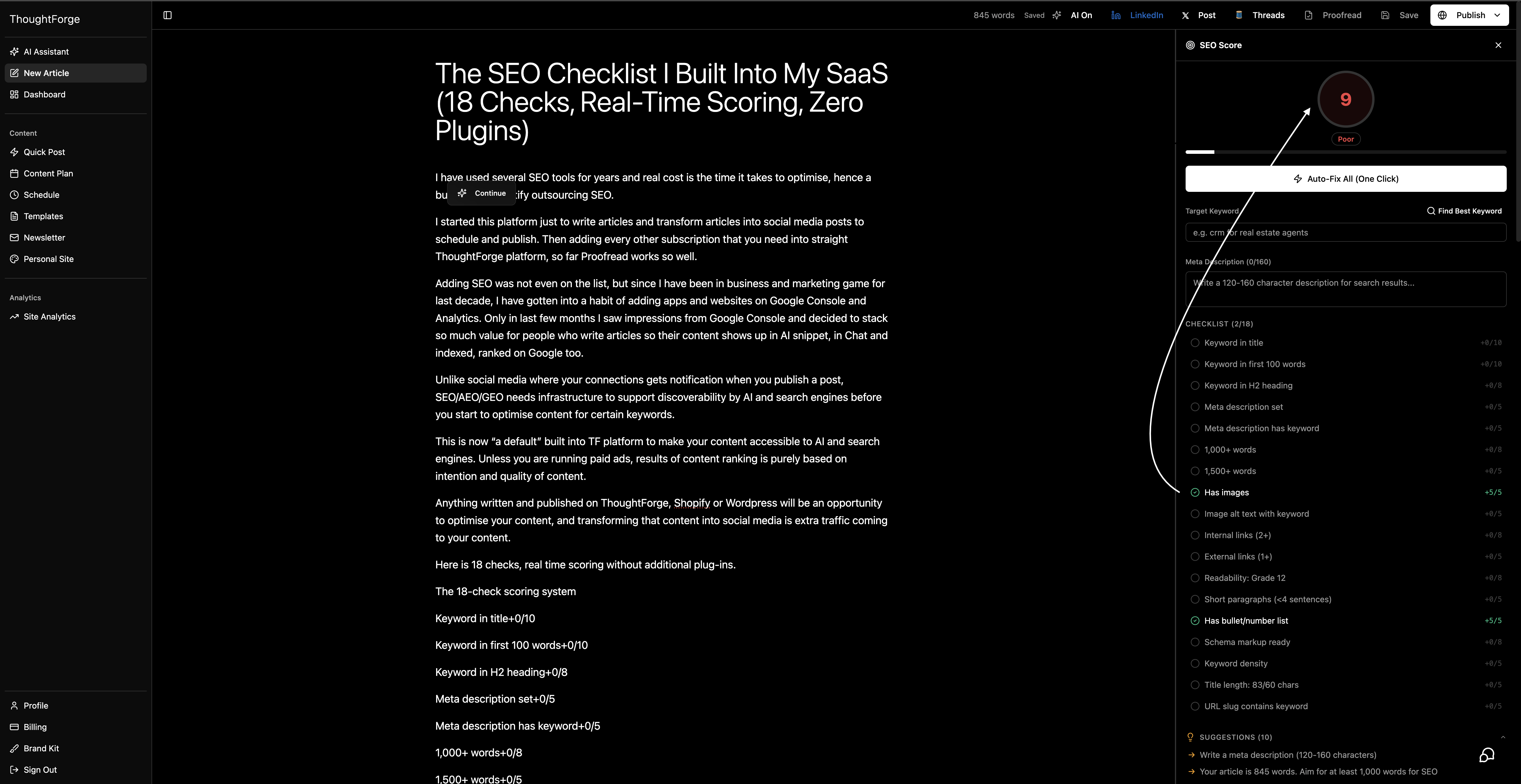 5 Score added to SEO after adding an image - thoughtforge.app